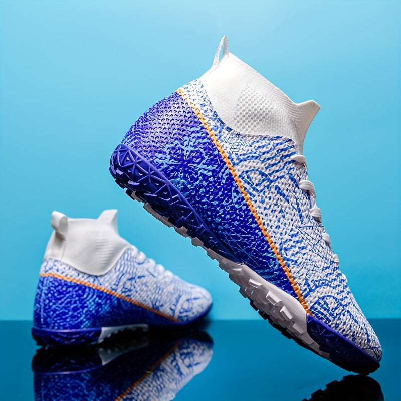 Мужские и женские высокие футбольные бутсы для искусственной травы, уличных спортивных тренировок, дышащие, противоскользящие, всесезонные, резиновая подошва