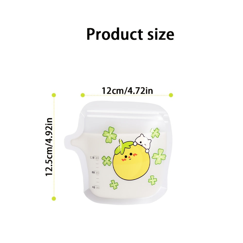 30 Pack Cartoon Breast Milk Storage Bags Temperature Sensing Freezer Safe White Red