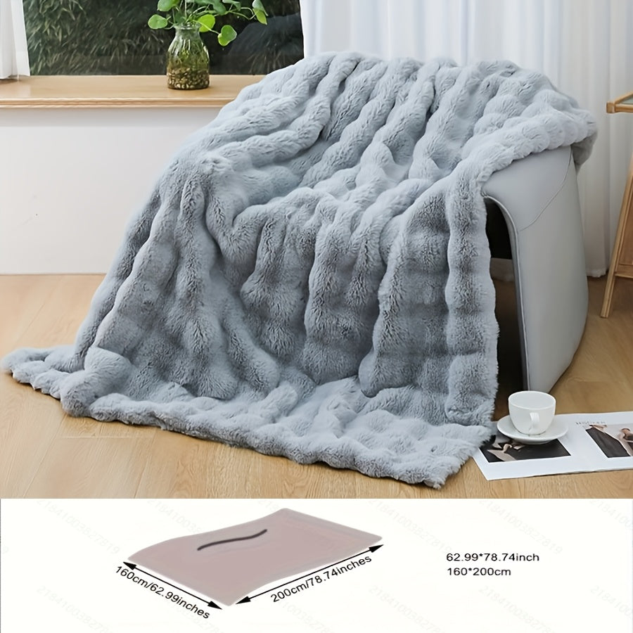 Faux Fur Blanket Double-Sided Tuscany-Inspired Thickened Cozy All-Season Sofa Throw