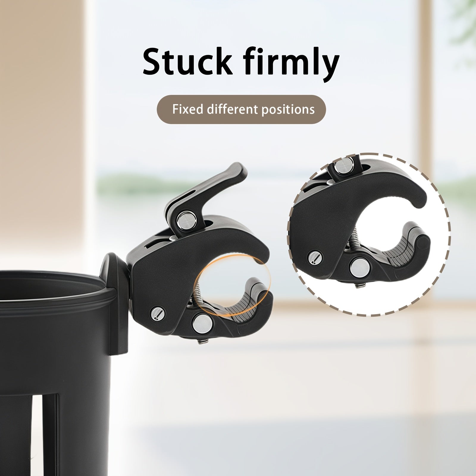 2-in-1 Bolalar aravachasi uchun stakan tutgichi, telefon o'rnatgichi, shisha uchun rack, bardoshli ABS, qora, ota-onalar uchun