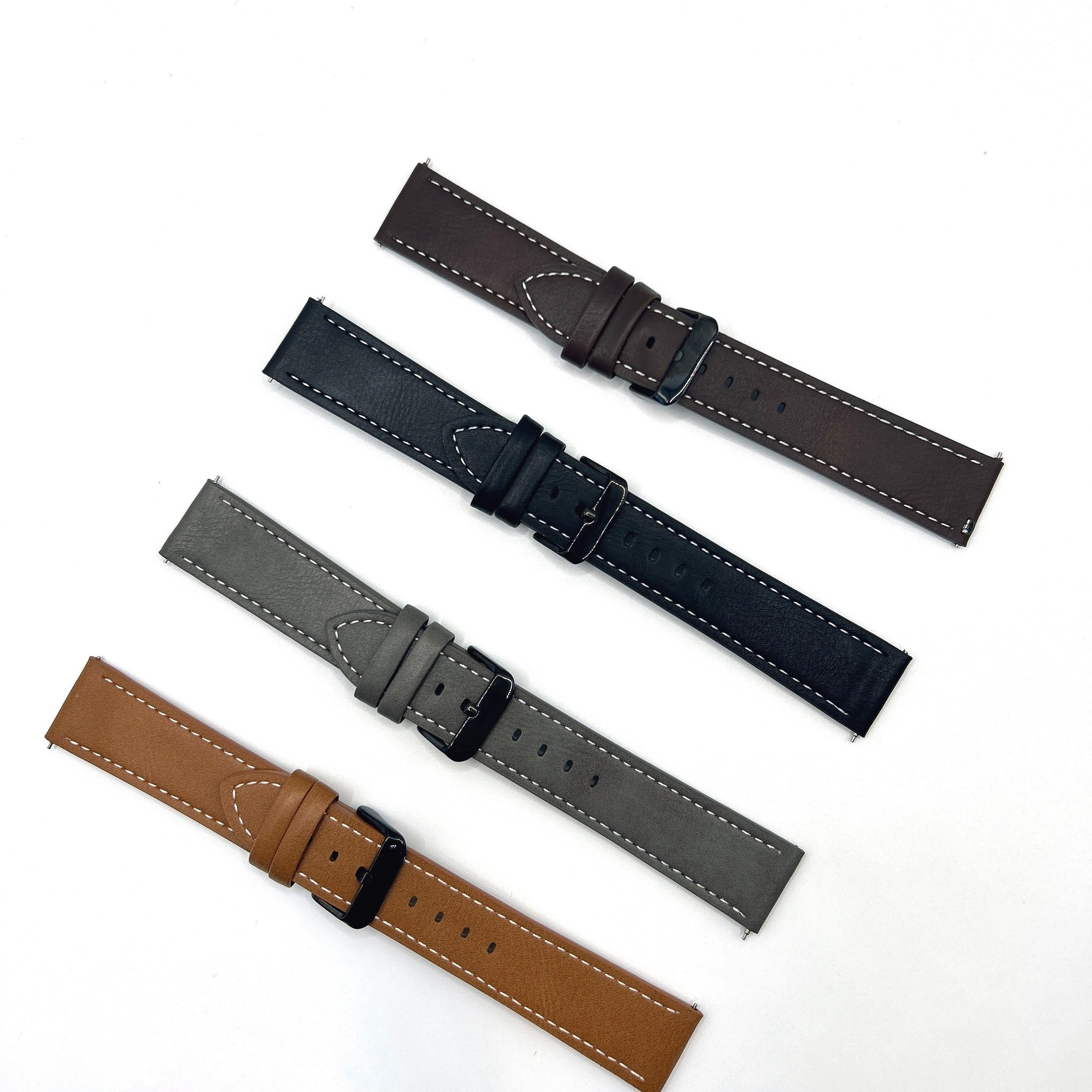 22mm PU Leather Watch Strap Adjustable Replacement for Smart Watches Men Women