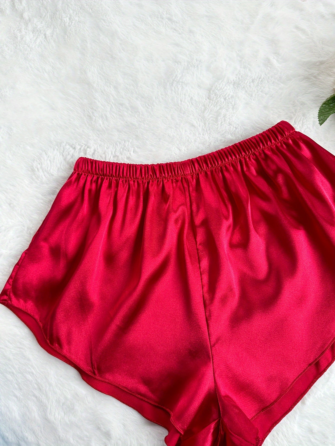 Conjunto de pijama de satén para mujer con top sin espalda y pantalones cortos para ropa de noche de verano