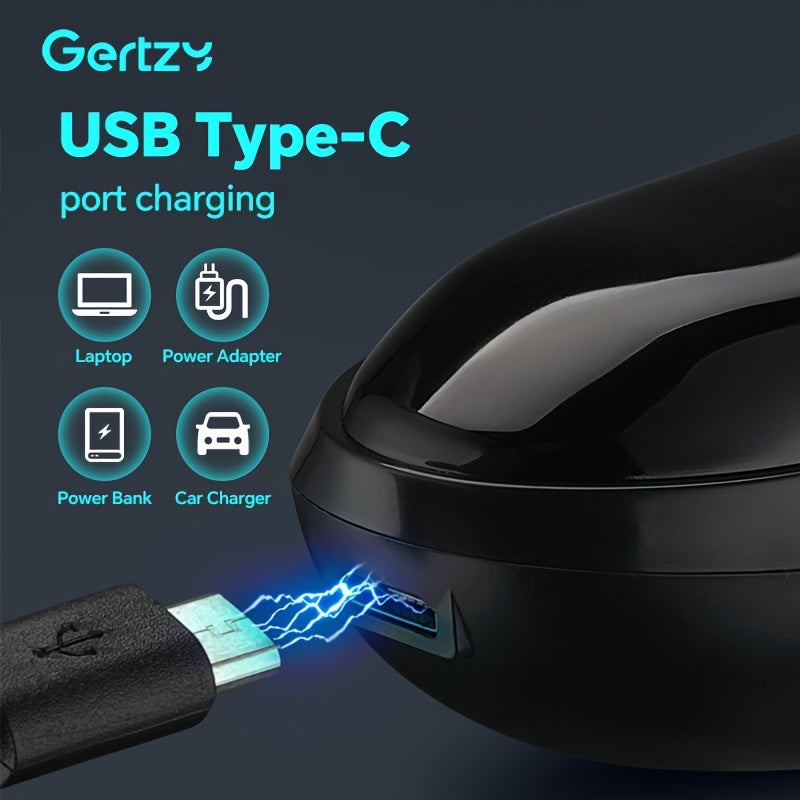 Afeitadora eléctrica negra para hombres, portátil, recargable, con carga USB, cuchillas de acero inoxidable