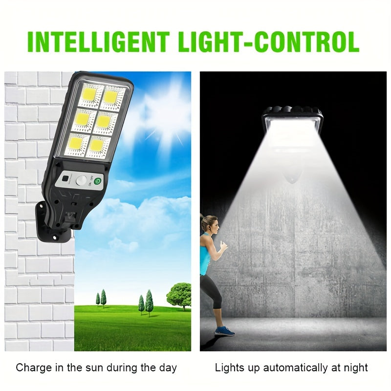 Solar-Powered Wall Light with Motion Sensor 3 Lighting Modes Remote Control Outdoor Patio