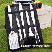 Set of 6 Stainless Steel BBQ Grill Tools with Spatula Forks Brush Tongs
