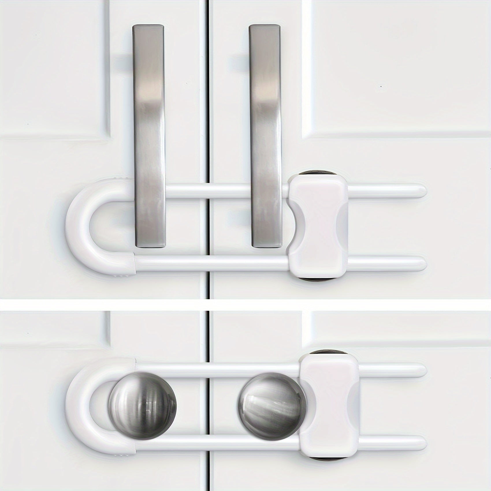Childproof Cabinet Locks, Adjustable U-Shaped Latches for Kitchen and Bathroom
