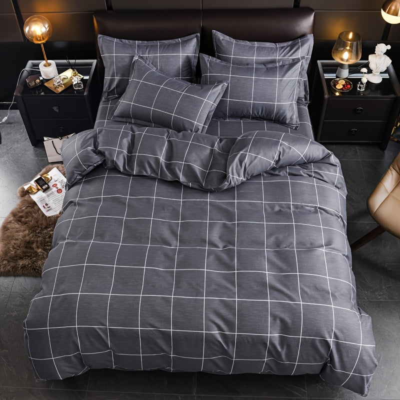 4-Piece Breathable Polyester Bedding Set with Zipper Closure for Bedroom and Living Room
