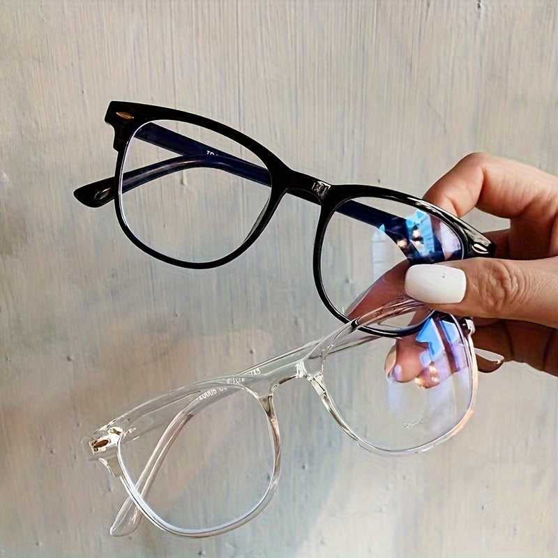 Square Blue Light Blocking Glasses with Black Frame and Blue Tinted Arms