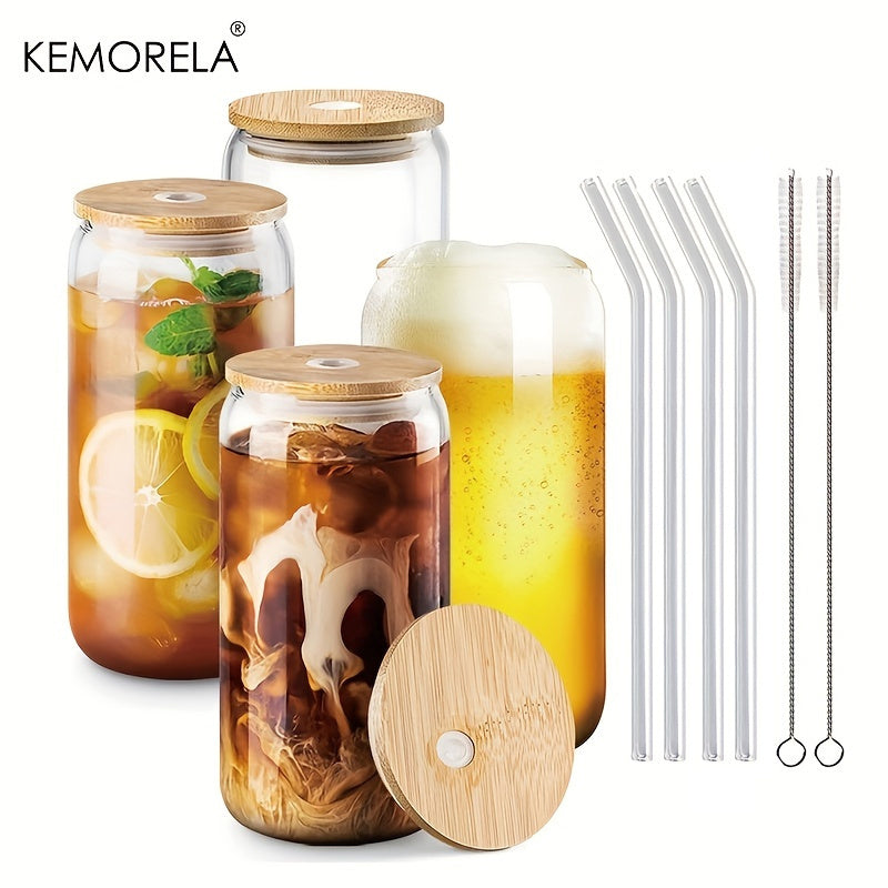 Glass Cup with Lid and Straw Bubble Tea Design 400ML 13.5 OZ