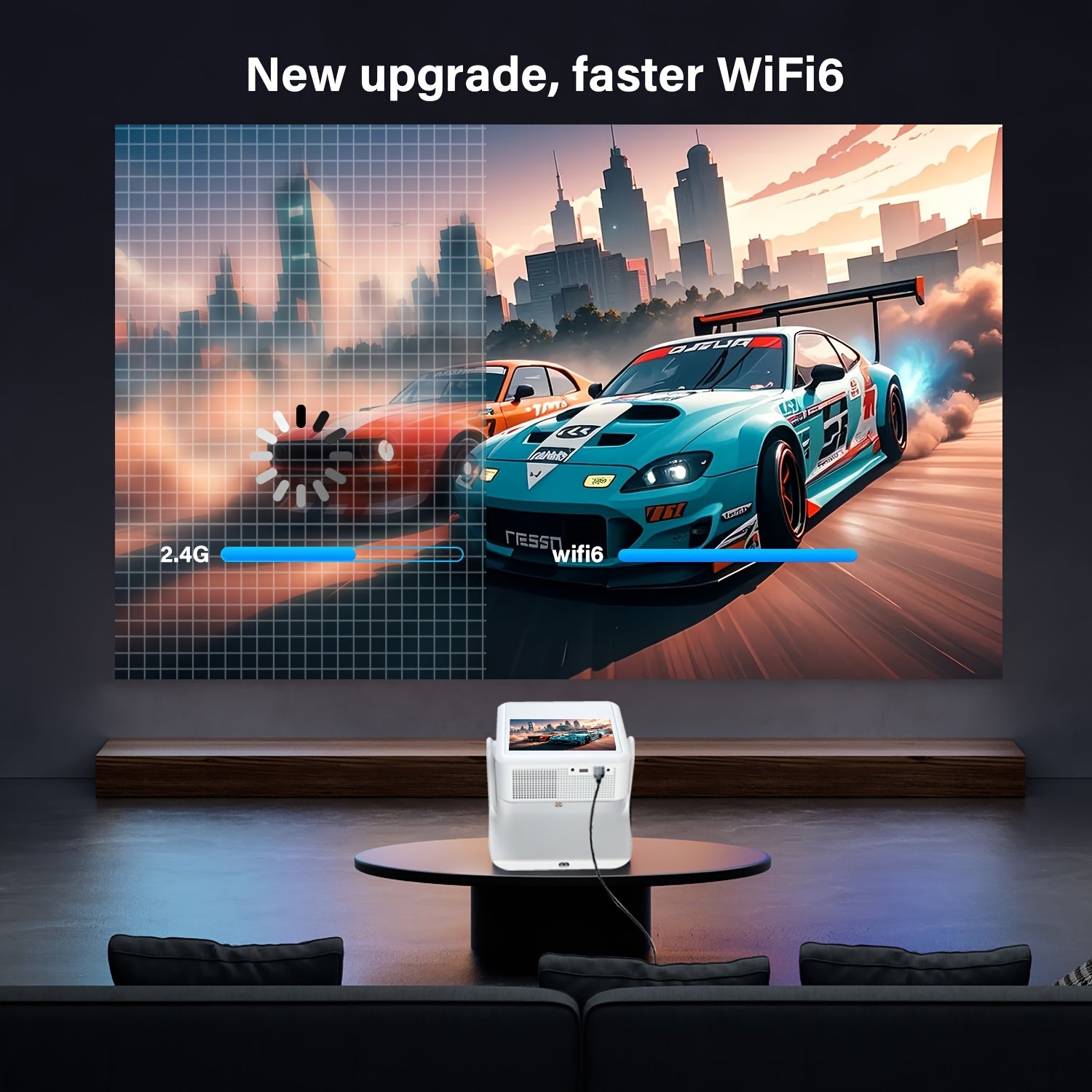 Умный 4K домашний кинотеатр проектор с 8-дюйковым сенсорным экраном WiFi6 автофокус