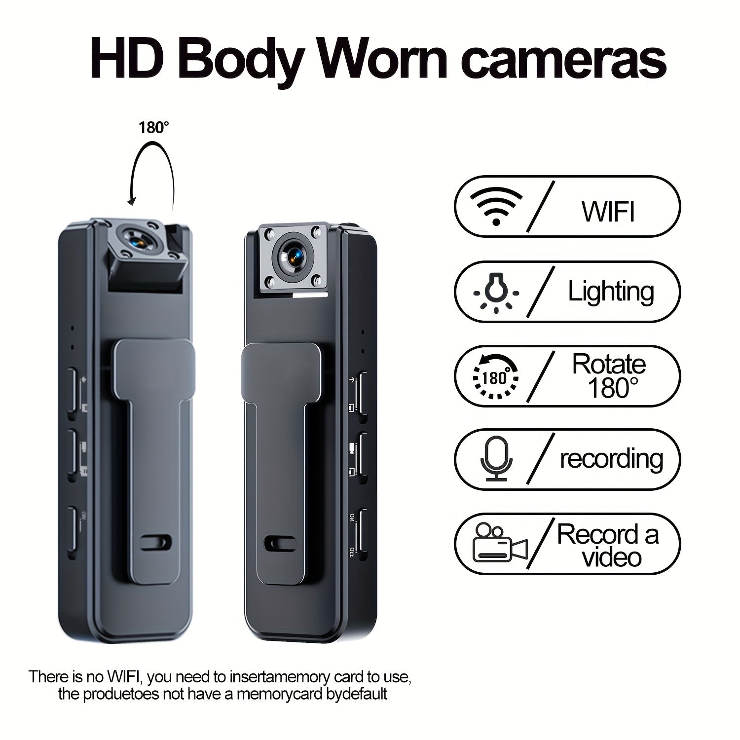 Mini cámara inalámbrica oculta 1080p grabadora portátil con visión nocturna con infrarrojos y lente ajustable