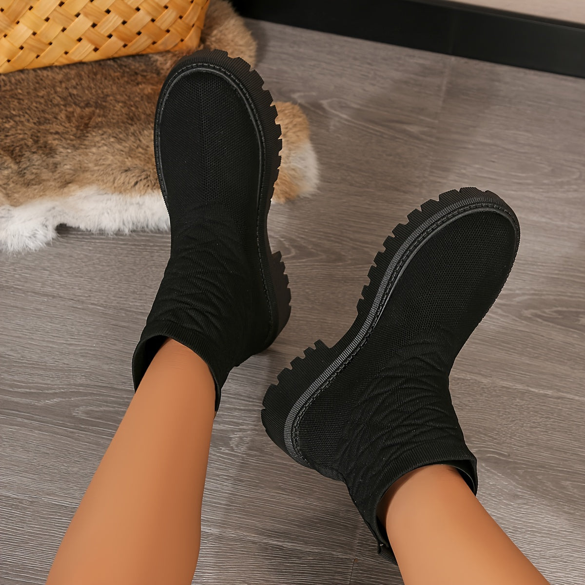 Women's Mid-Calf Comfort Fashion Boots with Chunky Heel and Rubber Sole