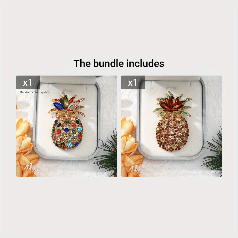 Crystal Pineapple Brooch with Rhinestones and High-End Design