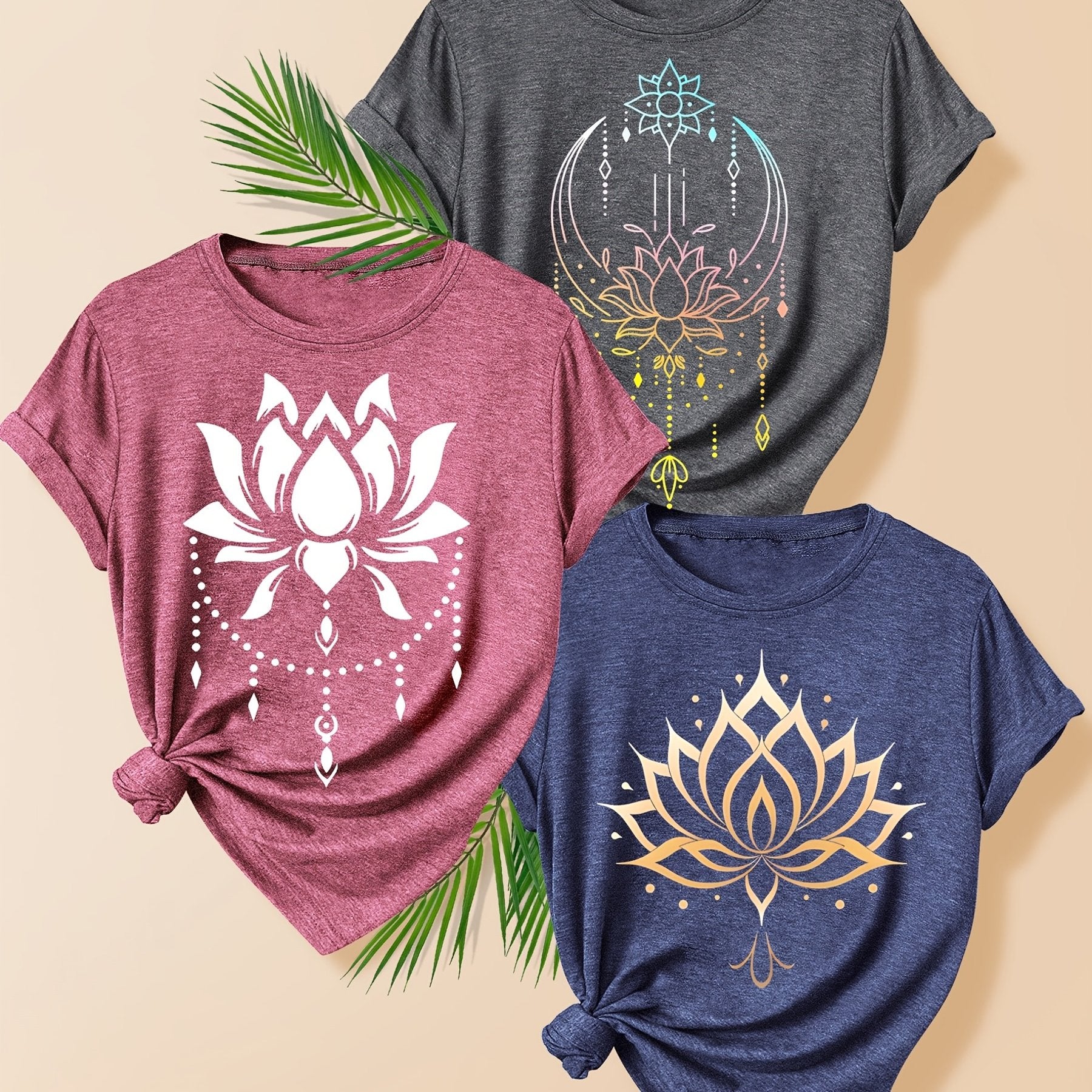 Women's Floral Pattern Short Sleeve T-Shirt Summer Casual Top Multiple Colors