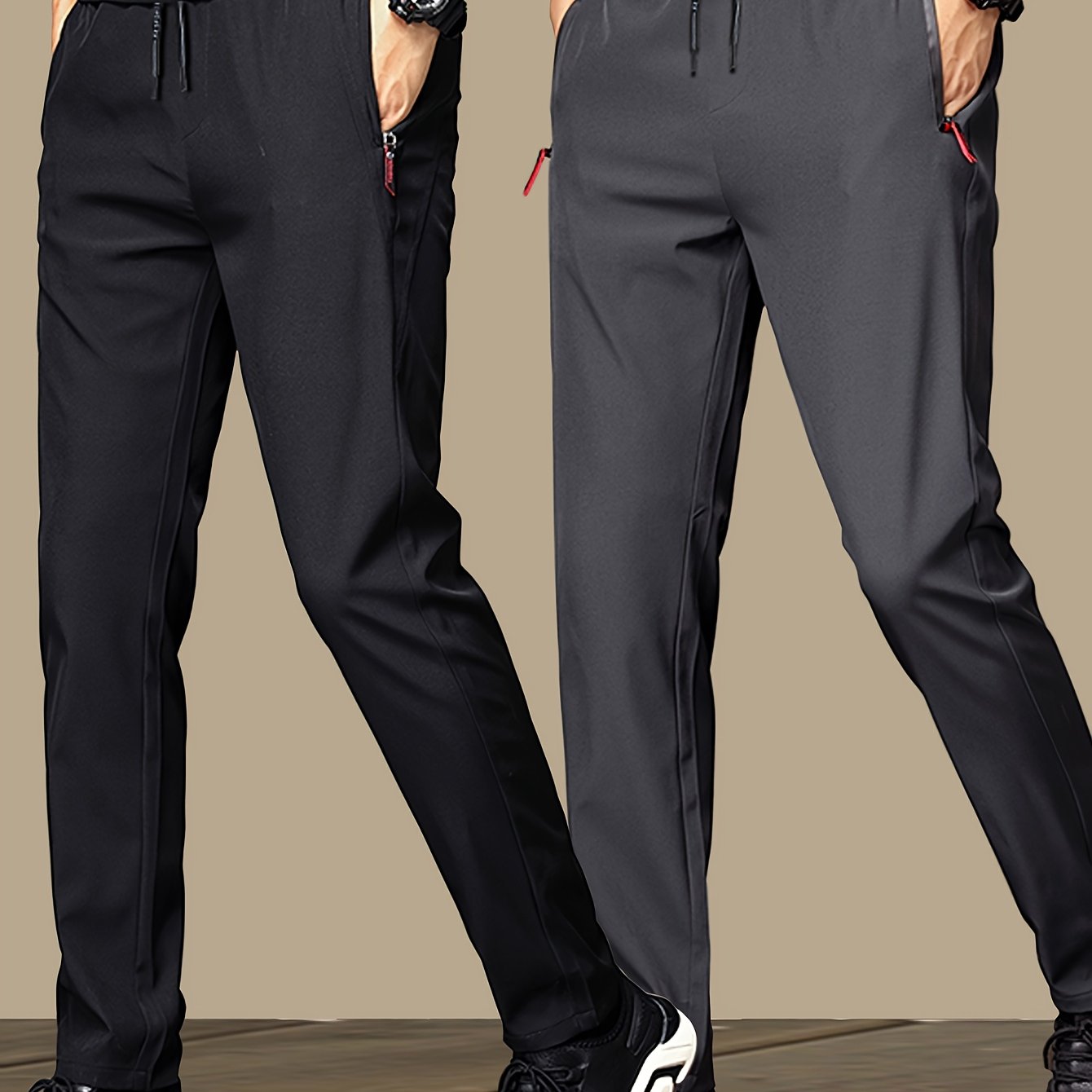 2-Pack Erkaklar uchun Tasodifiy Chiroq Poyabzal, Zip Kichik Cho'ntaklar bilan, Bir Rangli Polyester O'rta Belga Mos Keltirilgan Uzoq Shimlar, Yozga, Tashqi Sayohatga va Erkaklar uchun Sovg'a sifatida mos keladi.