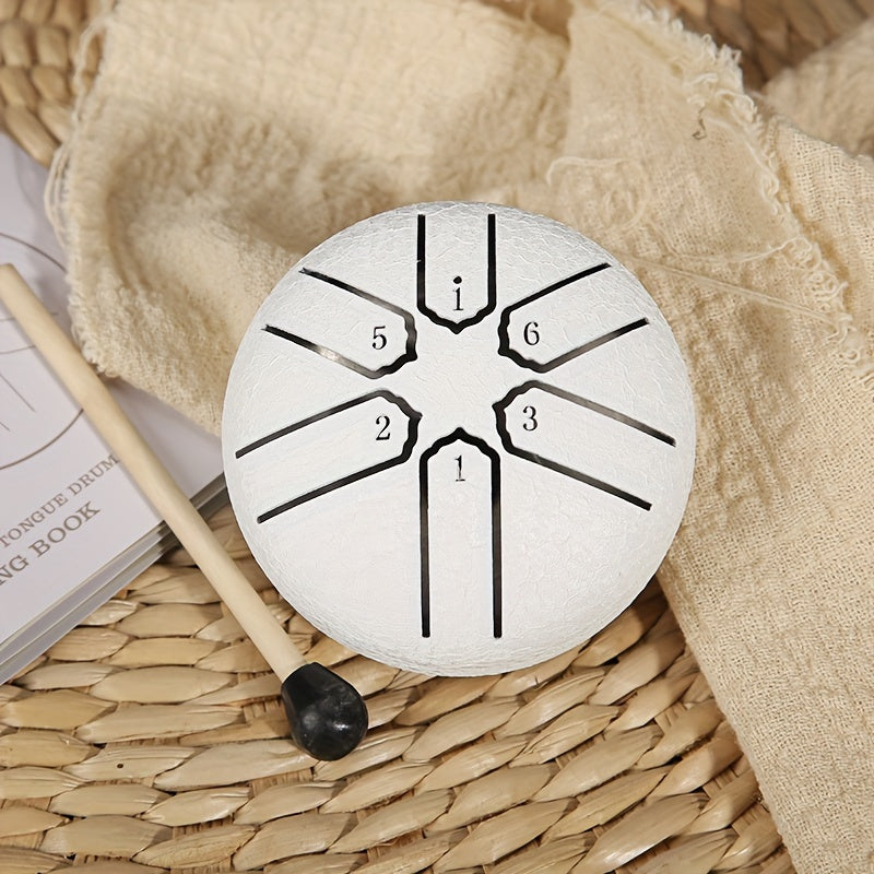 Portable Steel Tongue Drum 3-Inch 6 Tones for Stress Relief Meditation Music Notes