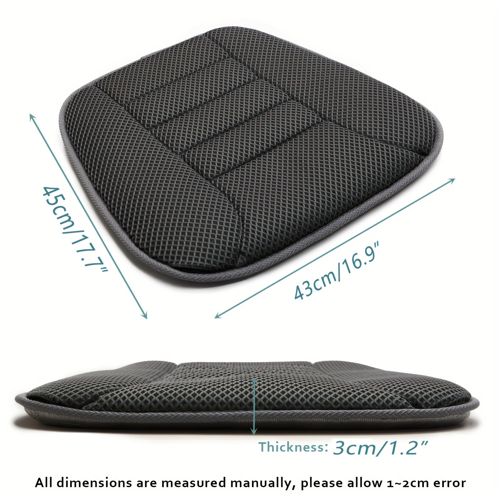 Car Seat Cushion Breathable 3D Mesh Non-Slip Polyester Black All-Season