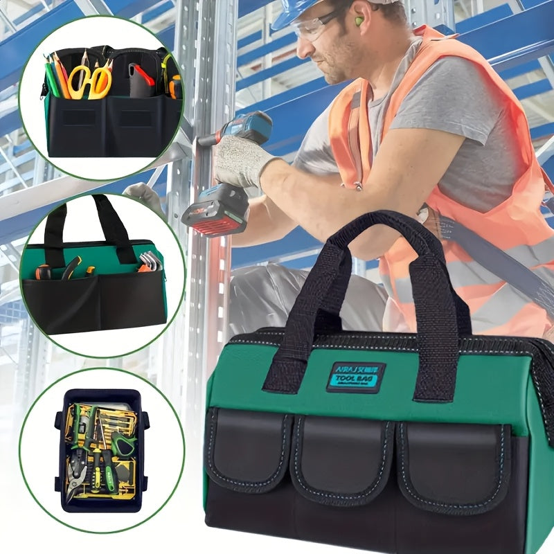 Waterproof Tool Bag with Reflective Strips for Electricians and Carpenters Durable Canvas Grey