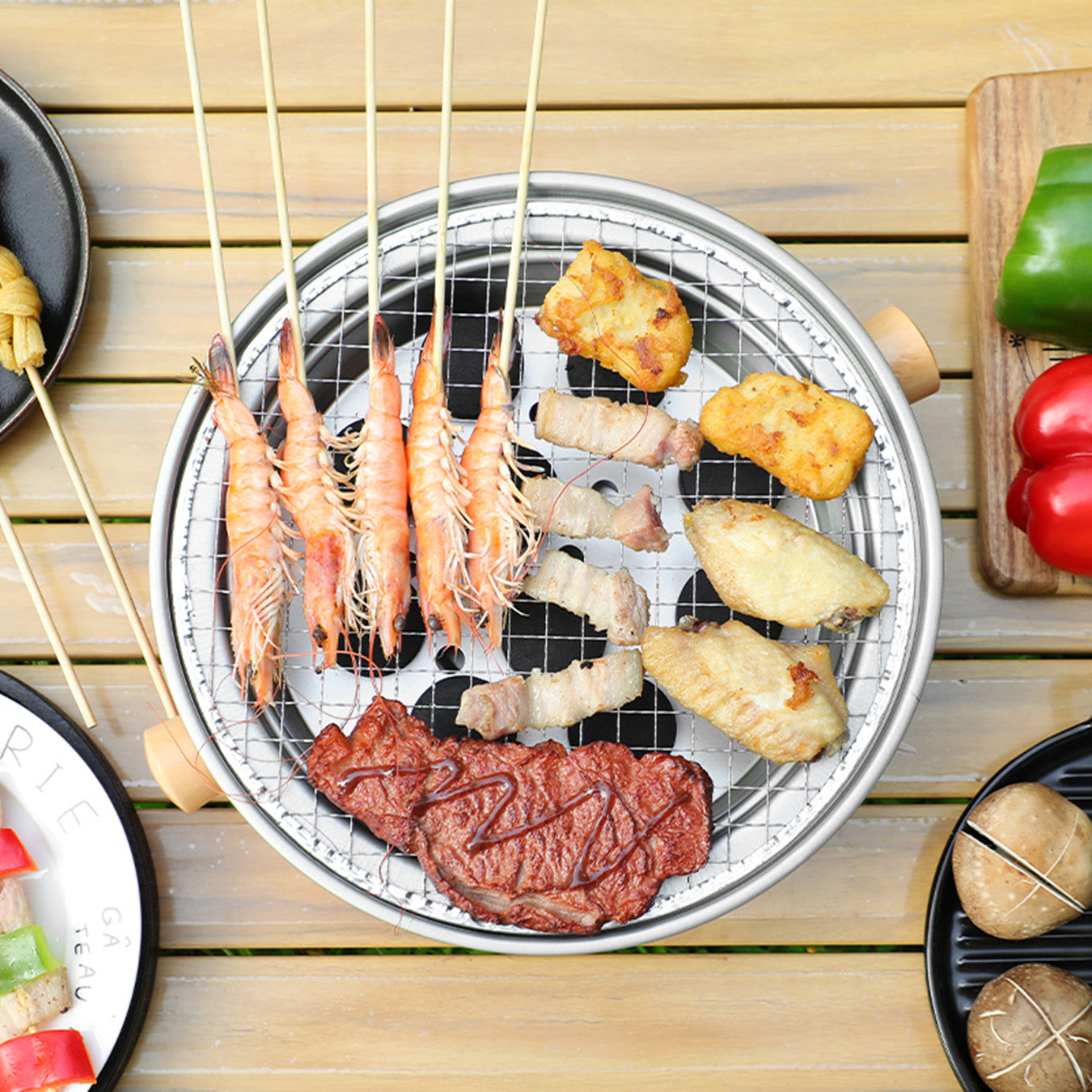Stainless Steel Charcoal Grill Set for Indoor Outdoor BBQ Fire Pit Camping