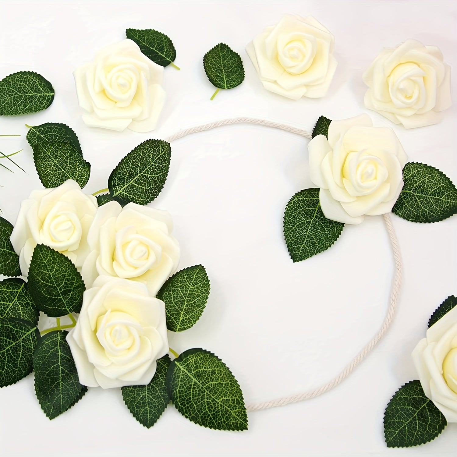 50 Pieces Artificial Foam Rose Flower Heads Ivory White for Wedding Party Home Decor