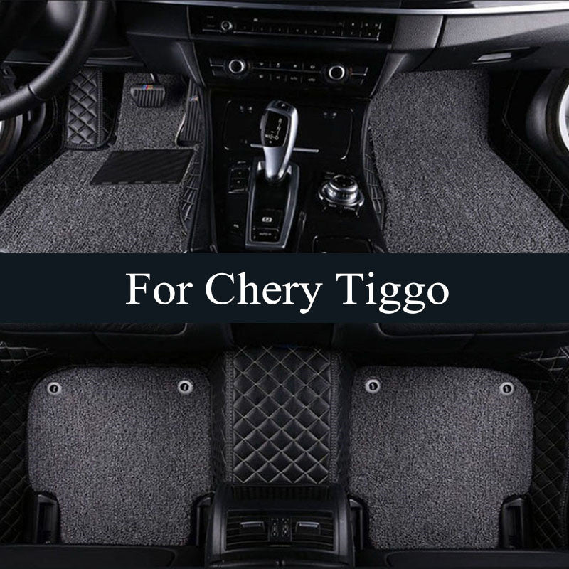 All-Weather Faux Leather Car Floor Mats for SUV Black Waterproof Oil-Resistant