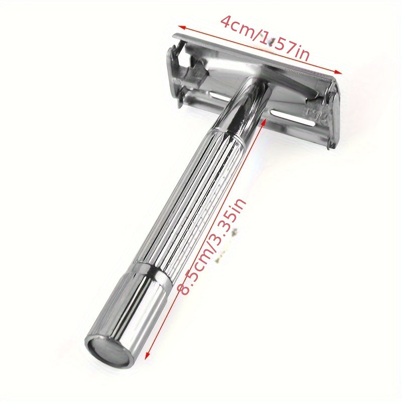 Men's Stainless Steel Double Edge Safety Razor with Handle and Blade