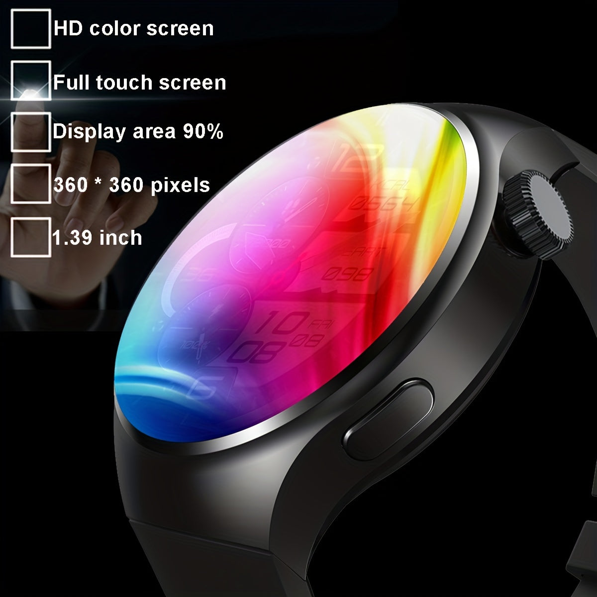 Men's Smartwatch 1.39-Inch Full Touch Display Stainless Steel Strap Water-Resistant IP68