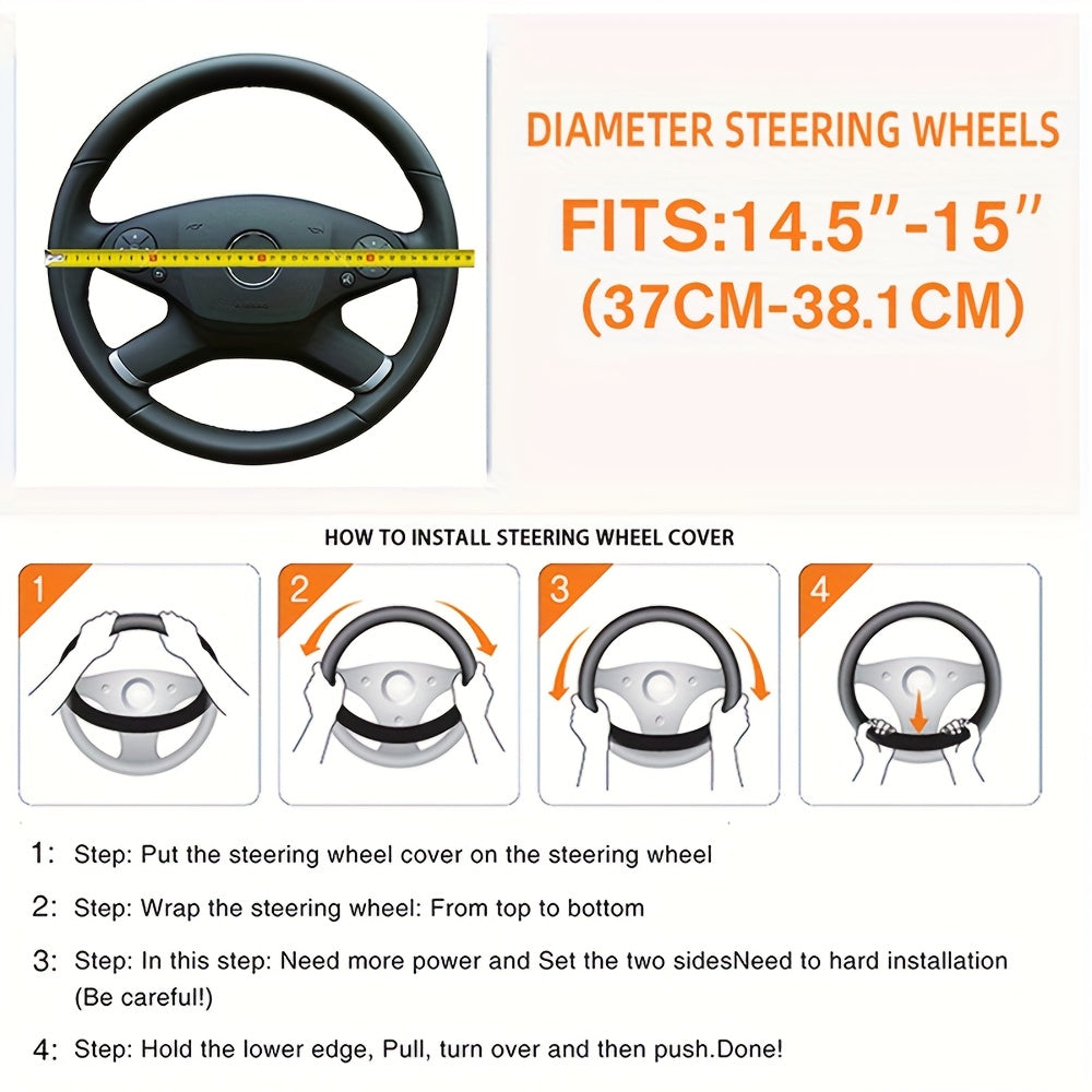 Universal Steering Wheel Cover Embossed Anti-Slip All-Season Car Interior