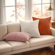 Boho Chic Corduroy Throw Pillow Covers with Cross Patchwork 12x20 45.72x45.72 cm Farmhouse Modern Decor