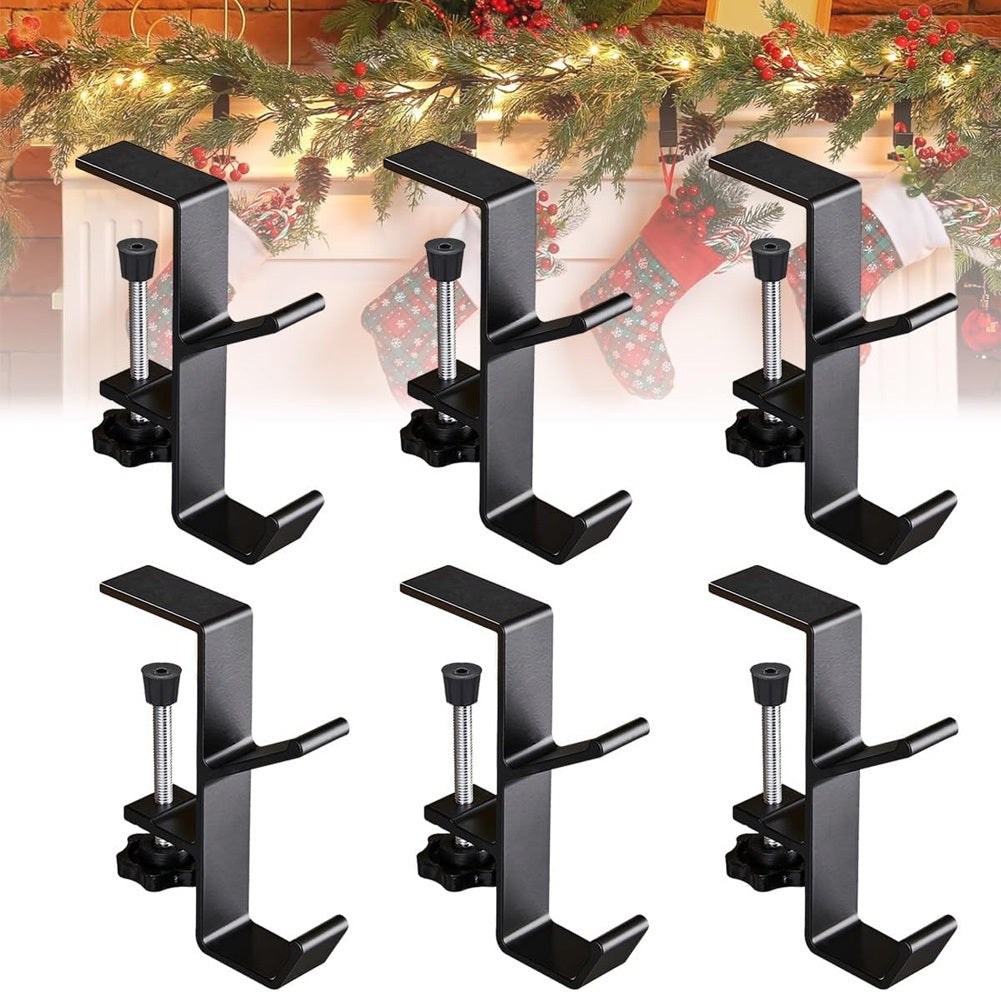 Adjustable Heavy Duty Metal Garland and Stocking Hangers Set of 2 Fireplace Mantel Holders with Dual Hooks