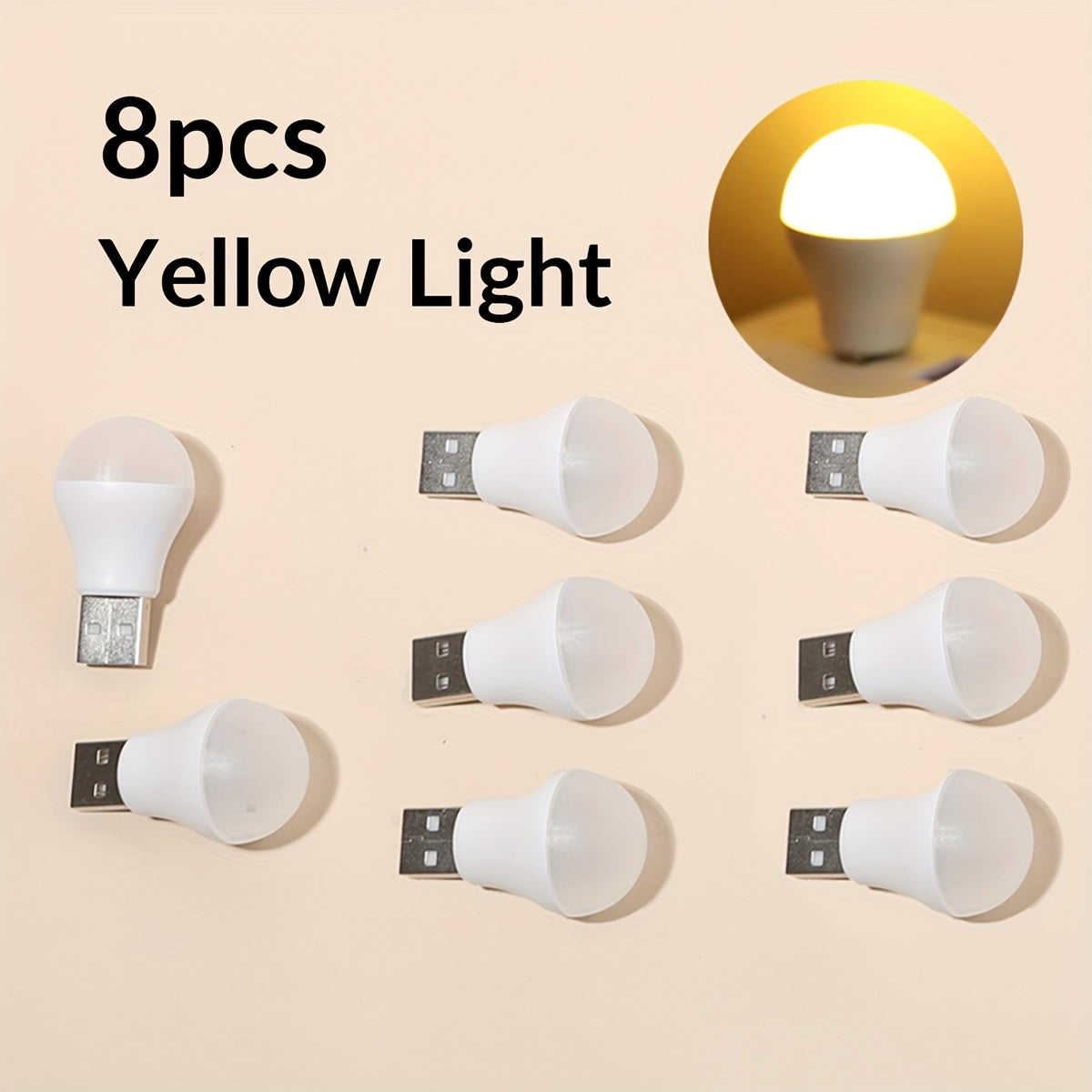 Mini USB Night Light with Warm and White Light for Eye Protection Portable LED Night Lamp for Reading Available in 2/3/5/8/10pcs