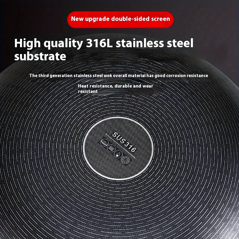 Tri-Ply Stainless Steel Frying Pan with Glass Lid, Smokeless, Dual-Sided Design