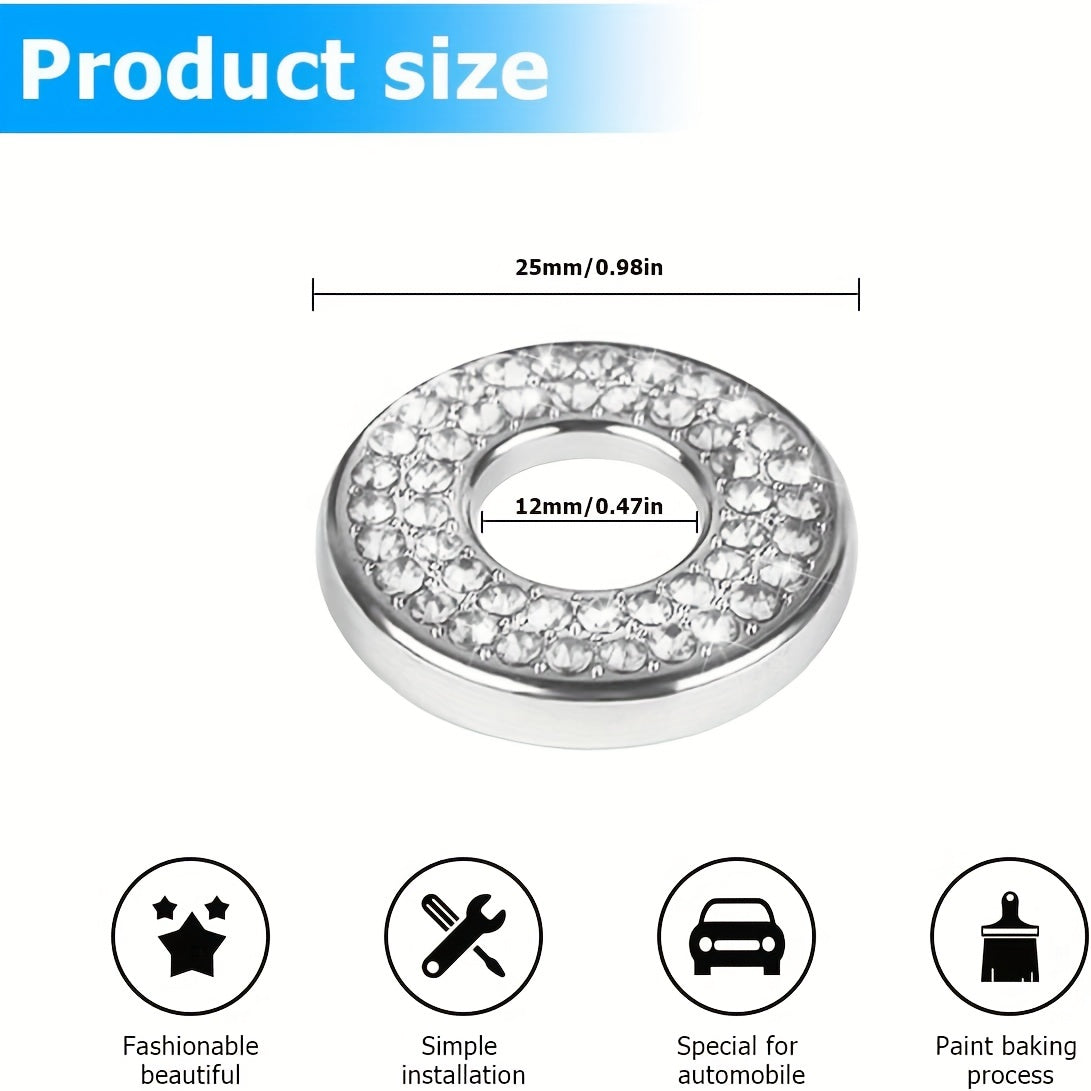Car Interior Bling Door Lock Cover Stickers Silver Glitter Accessories