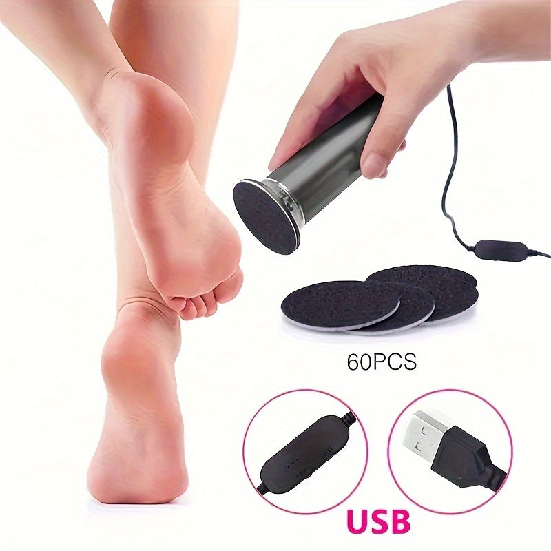 Electric Foot Callus Remover with 60 Replacement Discs USB Rechargeable Pedicure Tool for Men Women