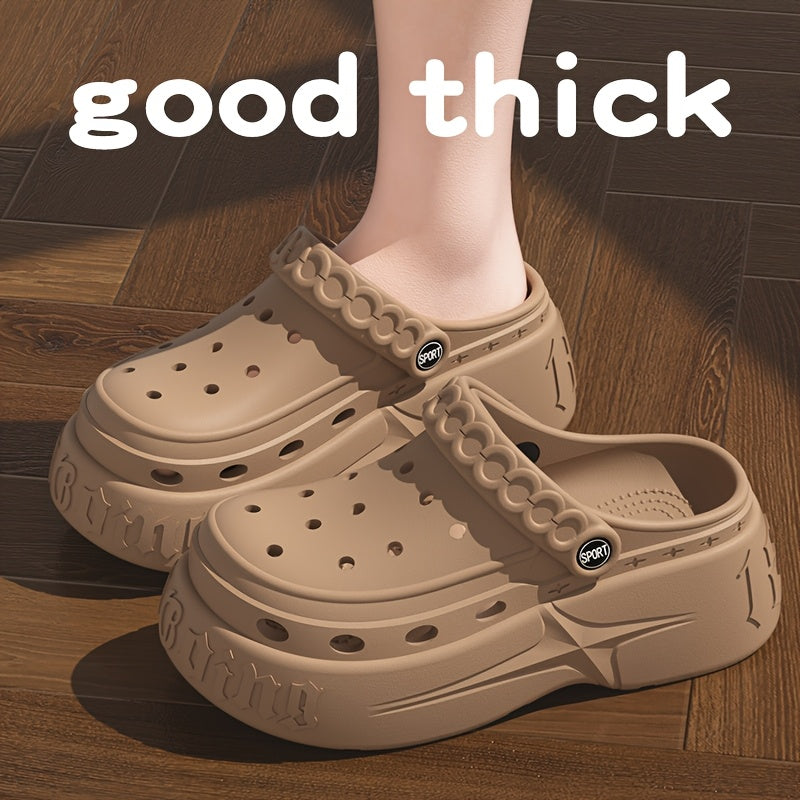 Women's Soft Sole Indoor Outdoor Slippers Solid Color Thick Heel Breathable