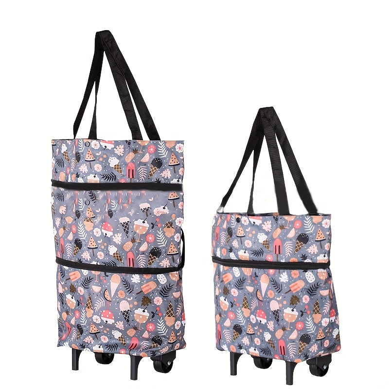 Sturdy Compact Shopping Cart with Smooth Wheels Leak-Proof Oxford Fabric for Groceries