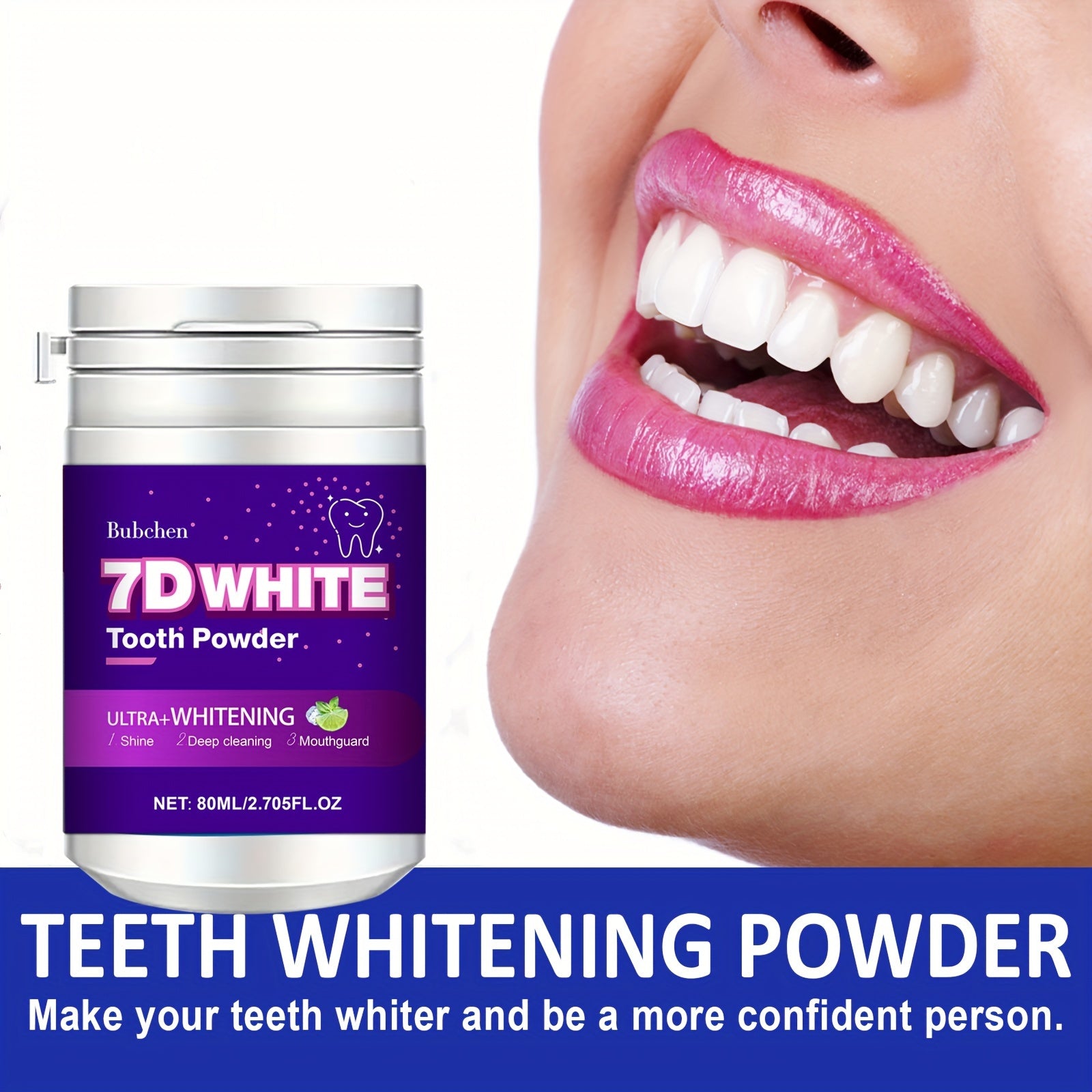 Whitening Tooth Powder with Natural Pearl Essence Mint Flavor 80ml Deep Clean Stain Removal