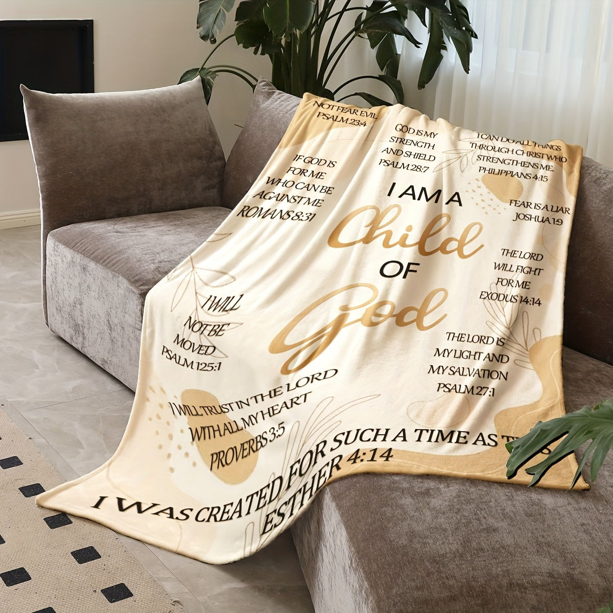 Christian Women Fleece Blanket with Bible Verse Cozy Double-Sided Gift