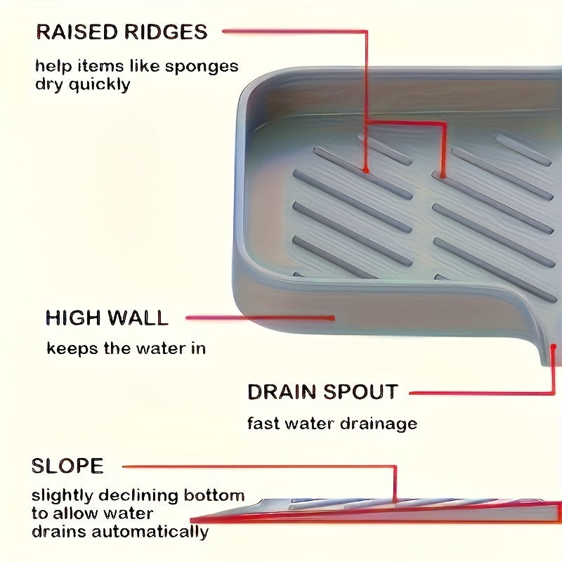 Silicone Kitchen Sink Organizer Tray with Soap Holder for 1 Piece