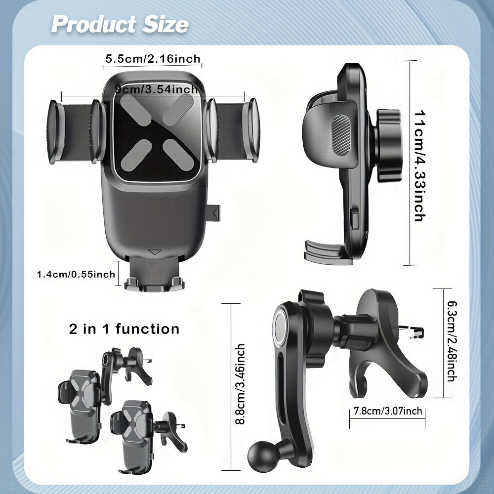 Car Vent Phone Holder with Extension Arm Durable ABS Non-Blocking Mount