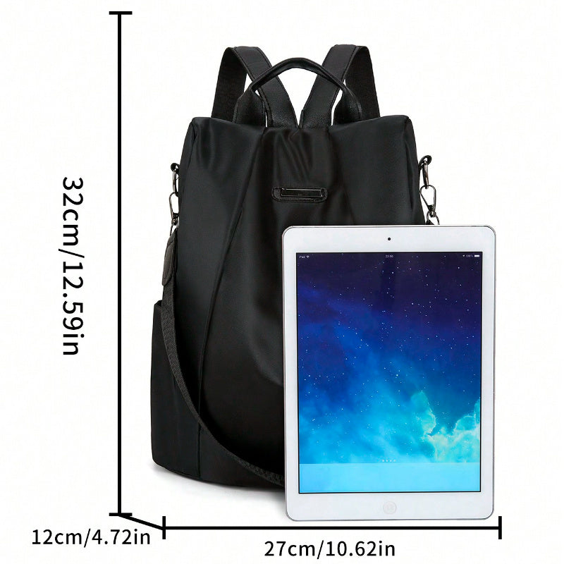 Ayollar uchun qora naylon sumka, o'g'irlashga qarshi, sozlanadigan kamarlar, maktab, sayohat, ochiq havoda