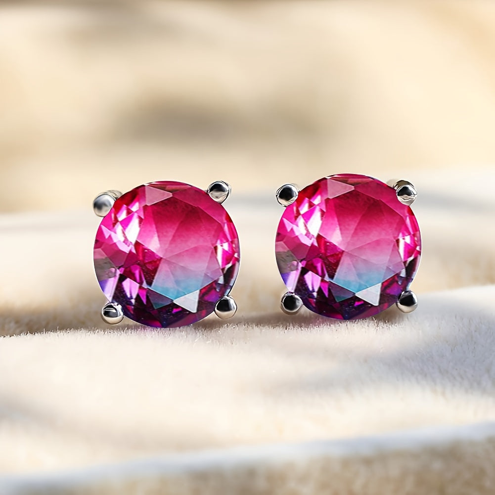 Zarif Sterling Silver Tourmaline bilaguzuklari, 925-diametrli dumaloq bilaguzuklar, ko'p rangli qimmatbaho toshlar bilan, gippoallergen, ayollar va o'smirlar uchun mukammal, 6-8 mm diametr