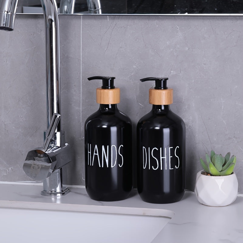 Set of 2 Plastic Soap Dispensers Refillable Bottles for Kitchen Bathroom Decor