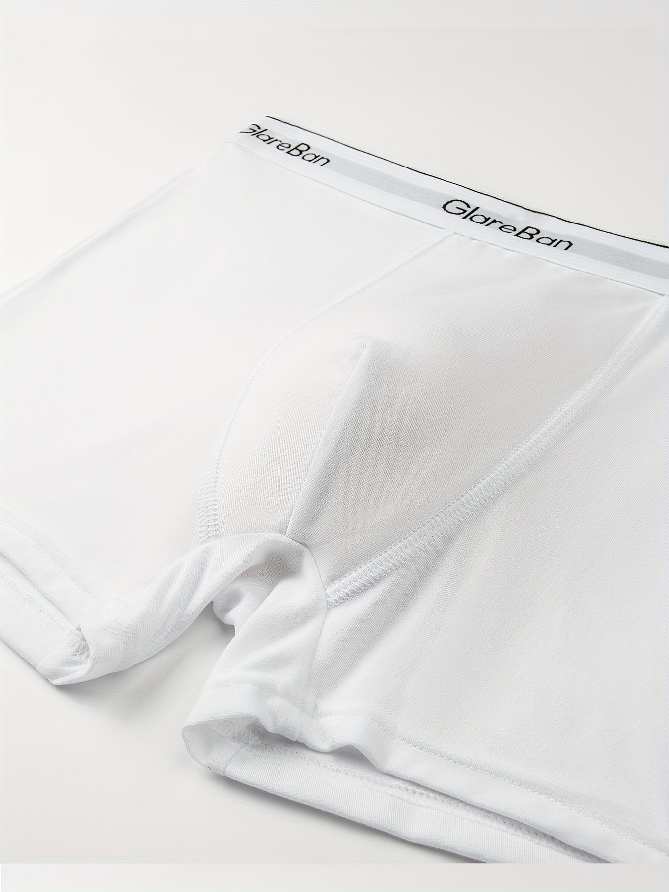 Men's White Boxer Briefs Set 3 Breathable Polyester Blend Elastic Waist Non-See-Through Comfortable Casual