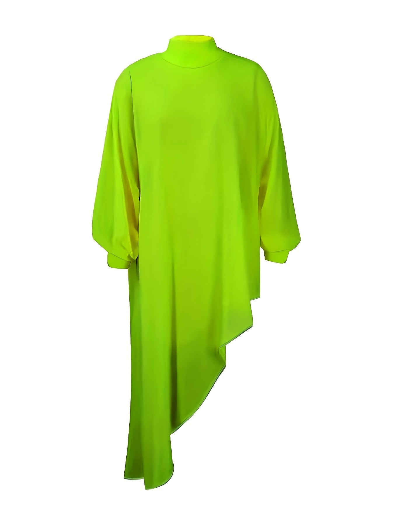 Plus Size Knit Top Asymmetrical High Stretch Yellow Casual Allseason