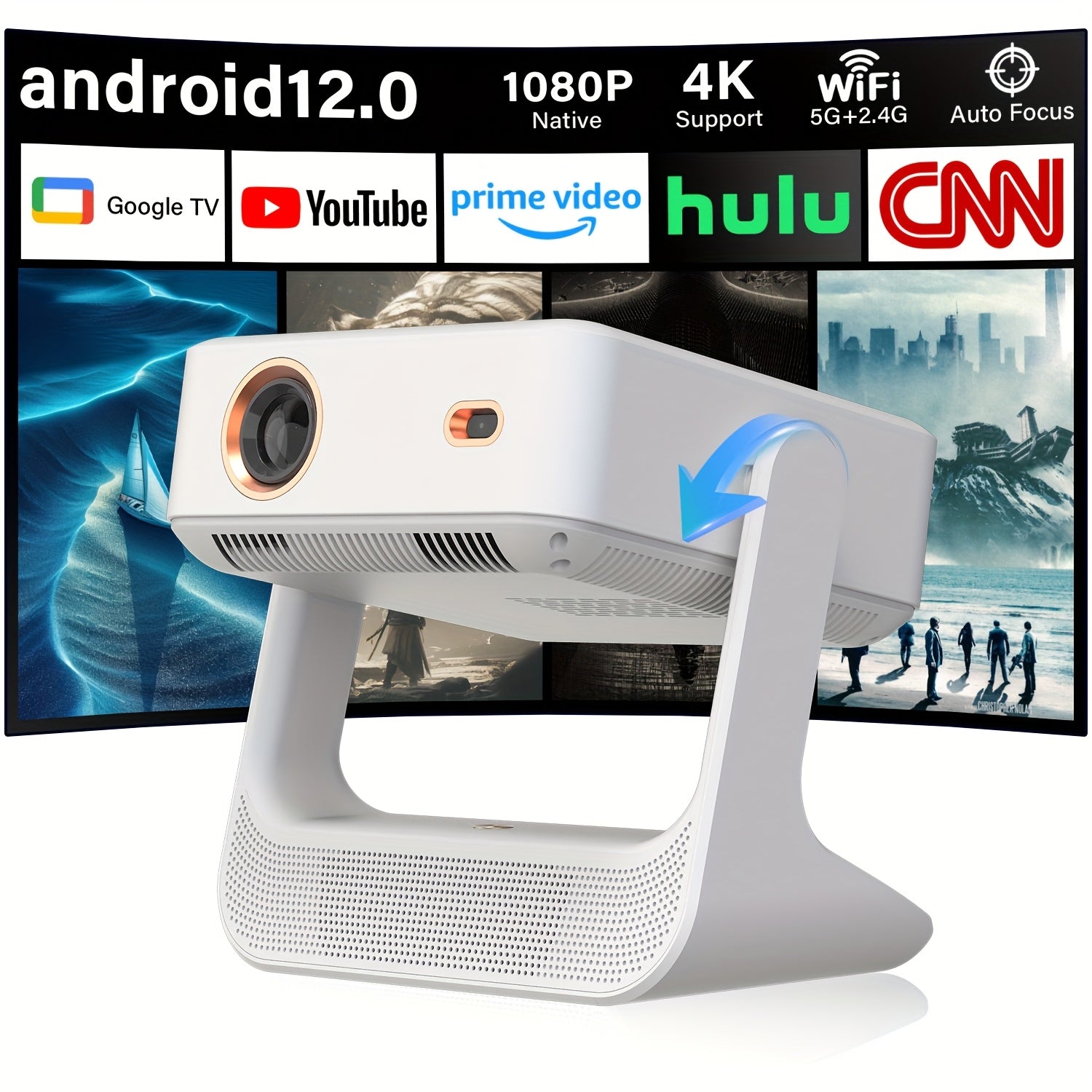 Home Theater 4K Projector 1080P Full HD WiFi Auto Focus and Keystone