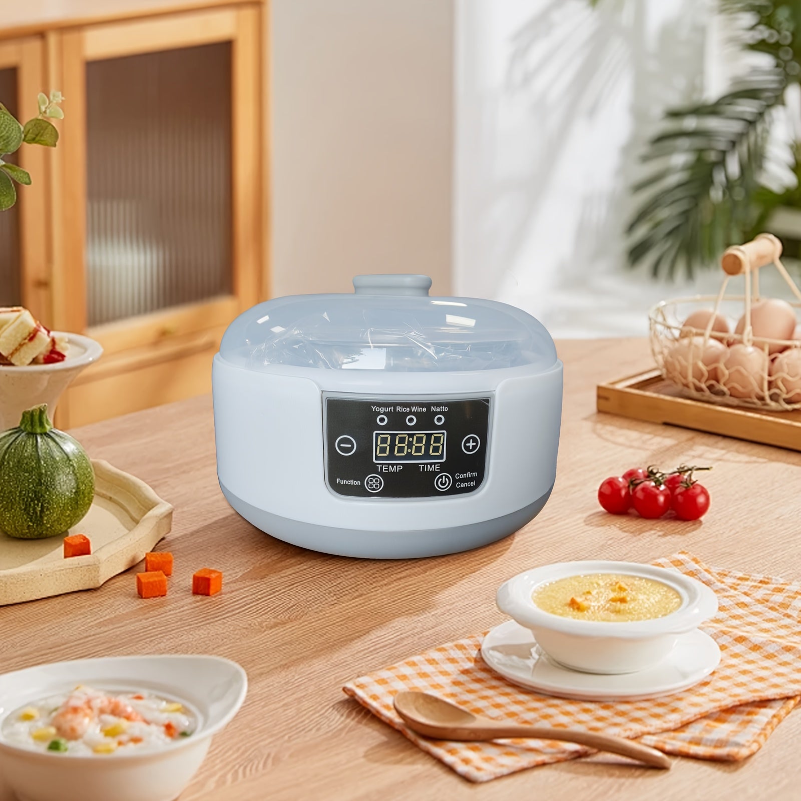 3-in-1 Yogurt Natto tayyorlovchi mikrokompyuter nazorati bilan sozlanadigan taymer bilan yopishmaydigan qavat