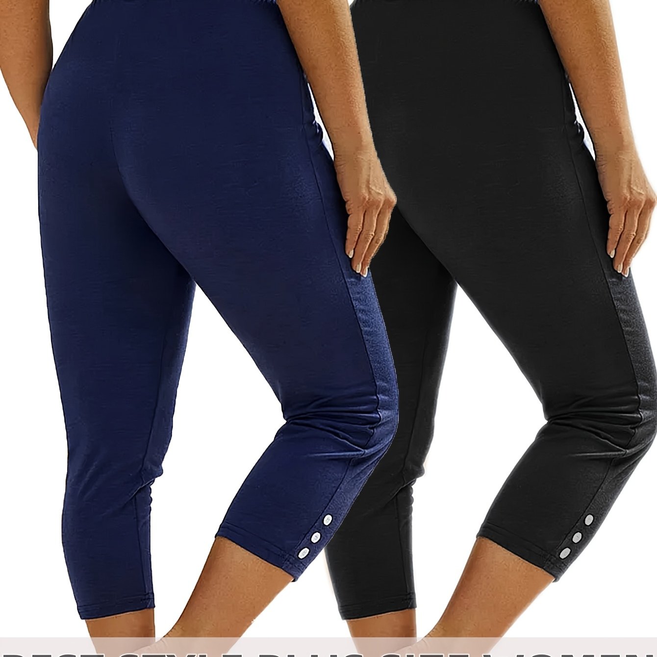 Plus Size Women's Sports Leggings Set High Waisted Yoga Capri Pants