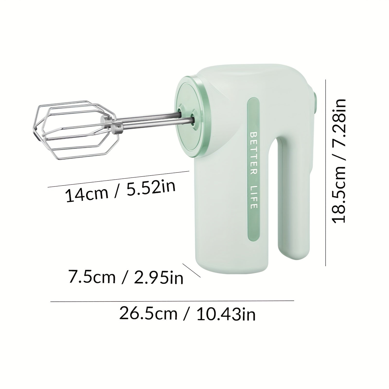 Dual-Color Rechargeable Electric Hand Mixer with 5-Speed Control and Stainless Steel Whisks