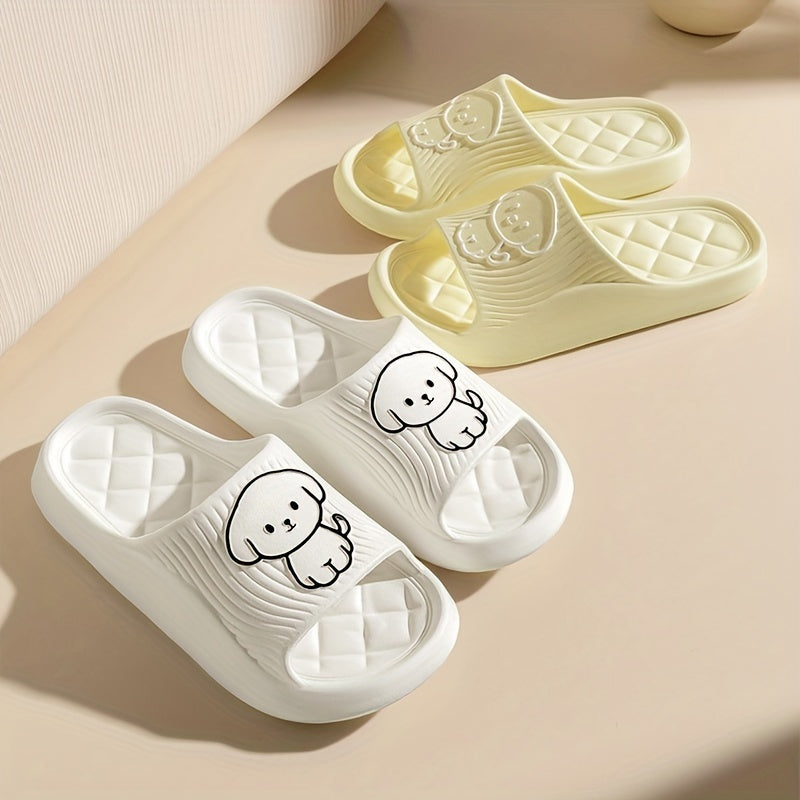 Unisex Dog Pattern Slides Casual Open Toe Indoor Bathroom Slippers